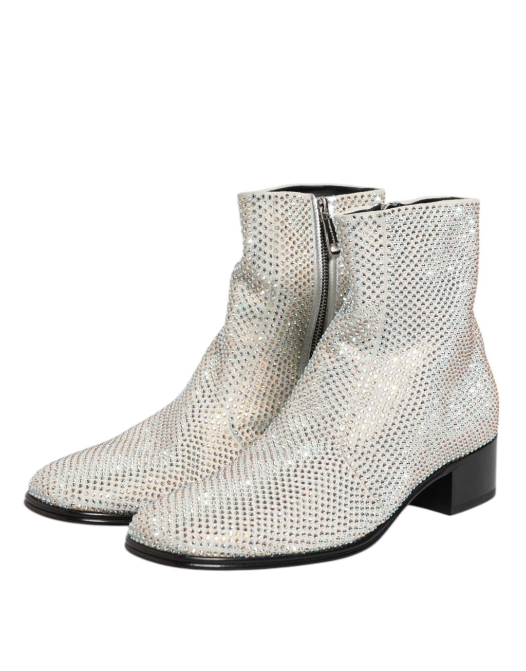 Dolce & Gabbana Witte Strass DG Logo Hakken Enkellaarzen Schoenen