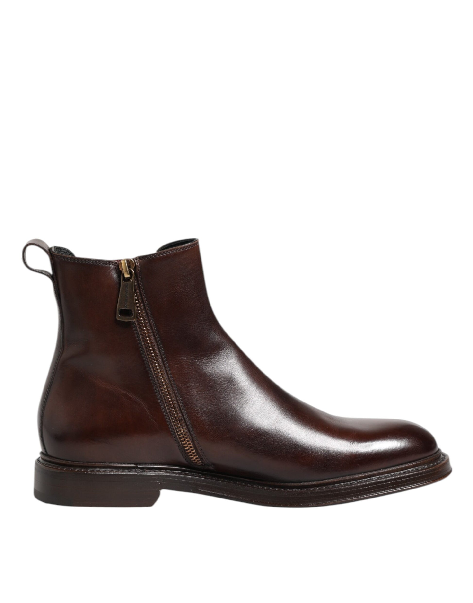 Dolce & Gabbana Braun Chelsea Leder Mid Calf Stiefel Schuhe