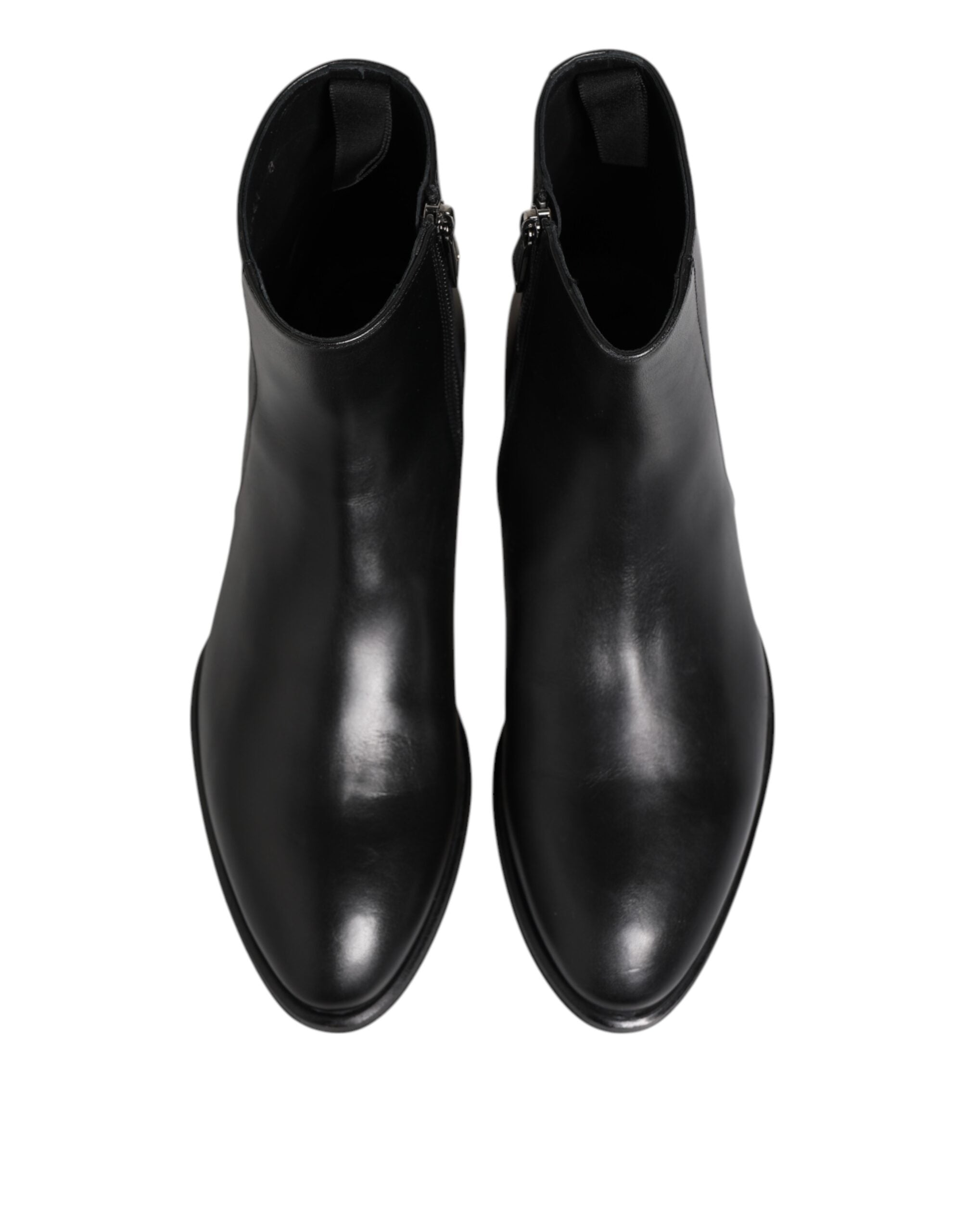 Dolce & Gabbana Schwarz Leder Mid Calf Männer Stiefel Schuhe