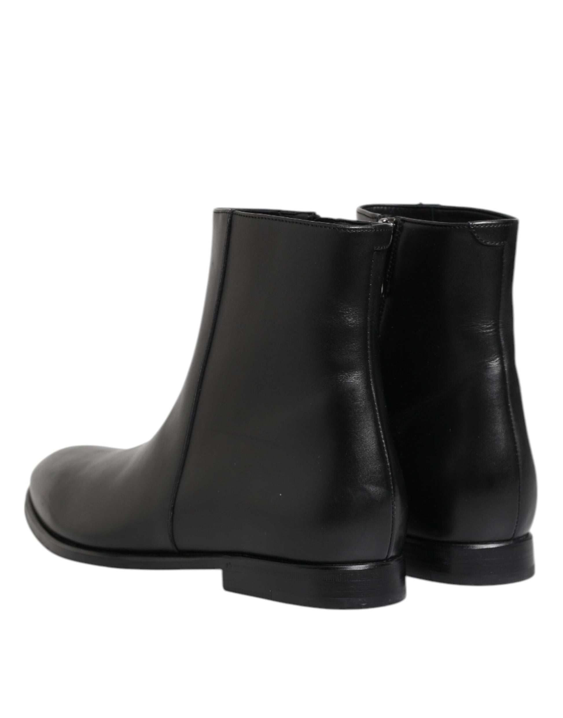Dolce & Gabbana Schwarz Leder Mid Calf Männer Stiefel Schuhe