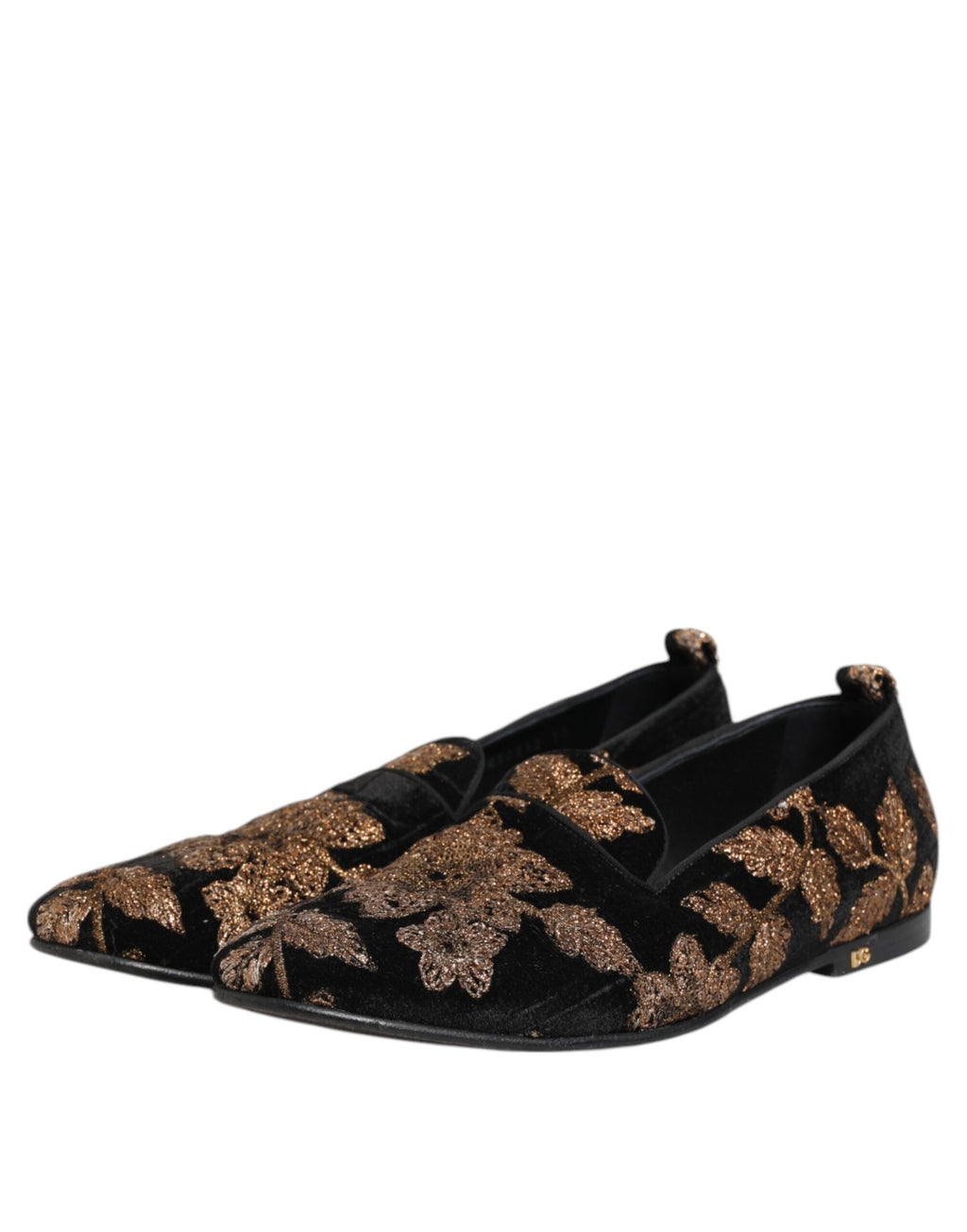 Dolce & Gabbana Schwarz Floral Stickerei Männer Loafers Schuhe