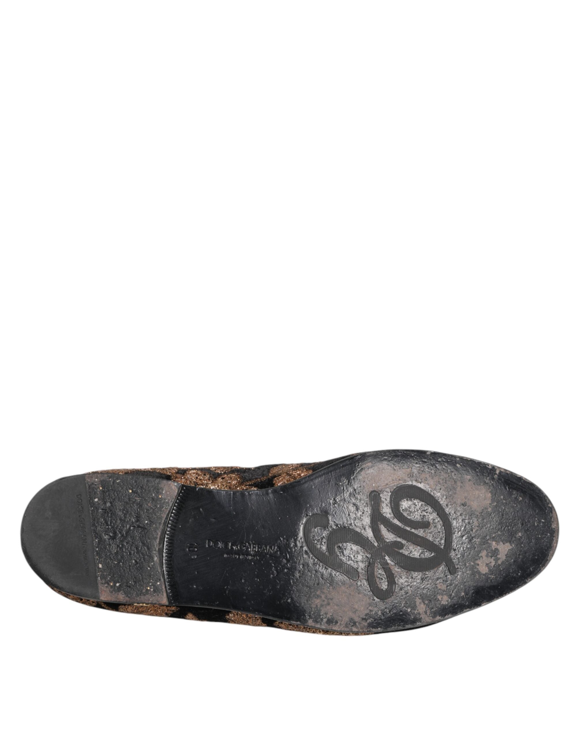 Dolce & Gabbana Schwarz Floral Stickerei Männer Loafers Schuhe