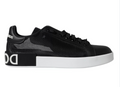 Dolce & Gabbana Black Calf Leather Portofino Sneakers Shoes