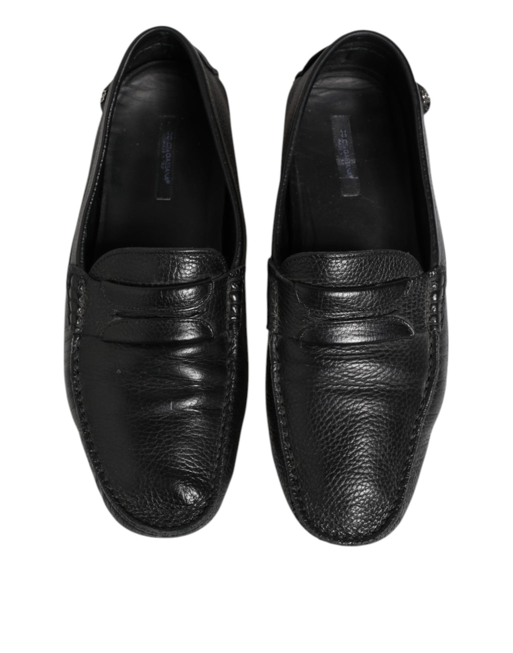 Dolce & Gabbana Schwarzes Leder Slip On Mokassin Loafer Schuhe
