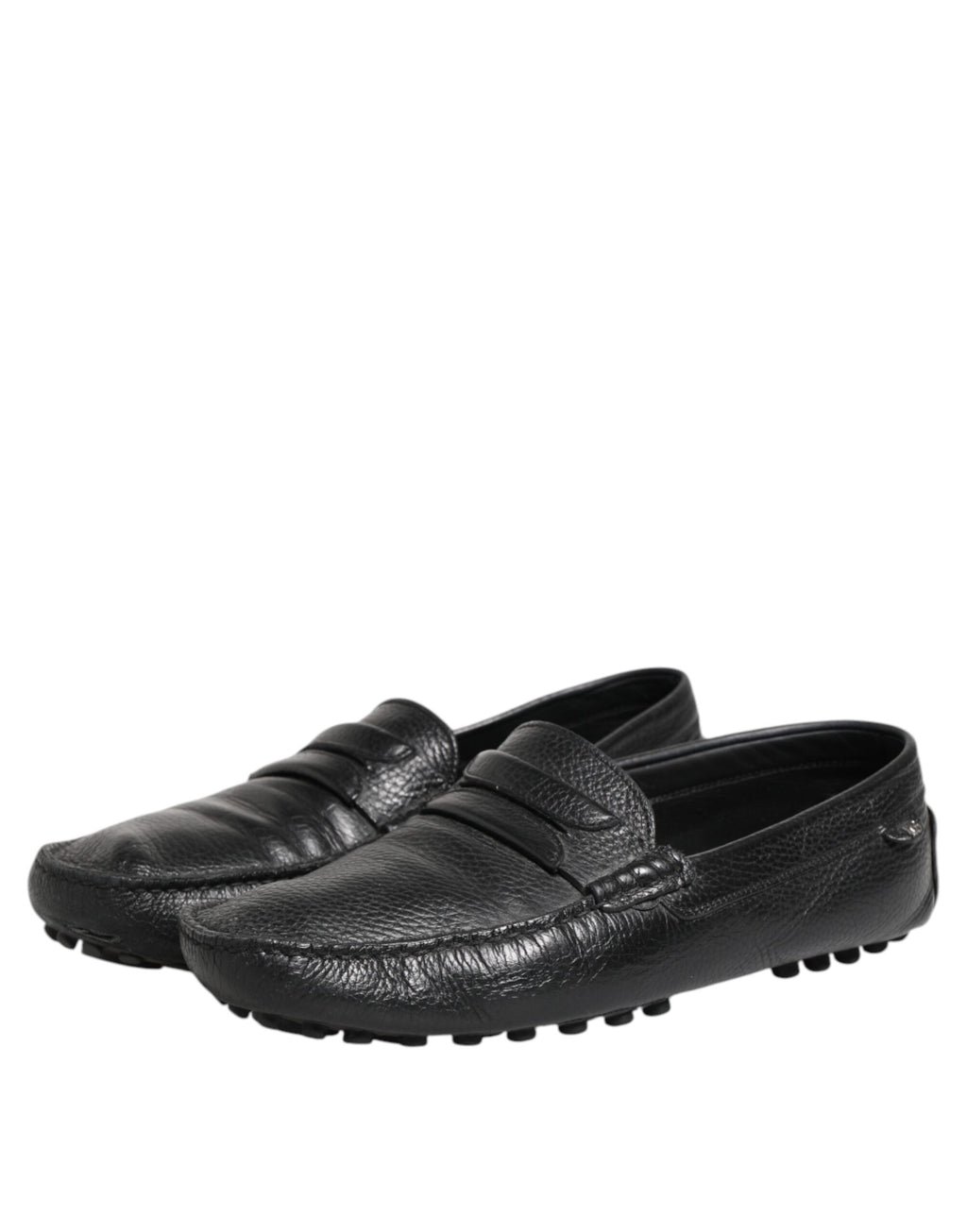 Dolce & Gabbana Schwarzes Leder Slip On Mokassin Loafer Schuhe