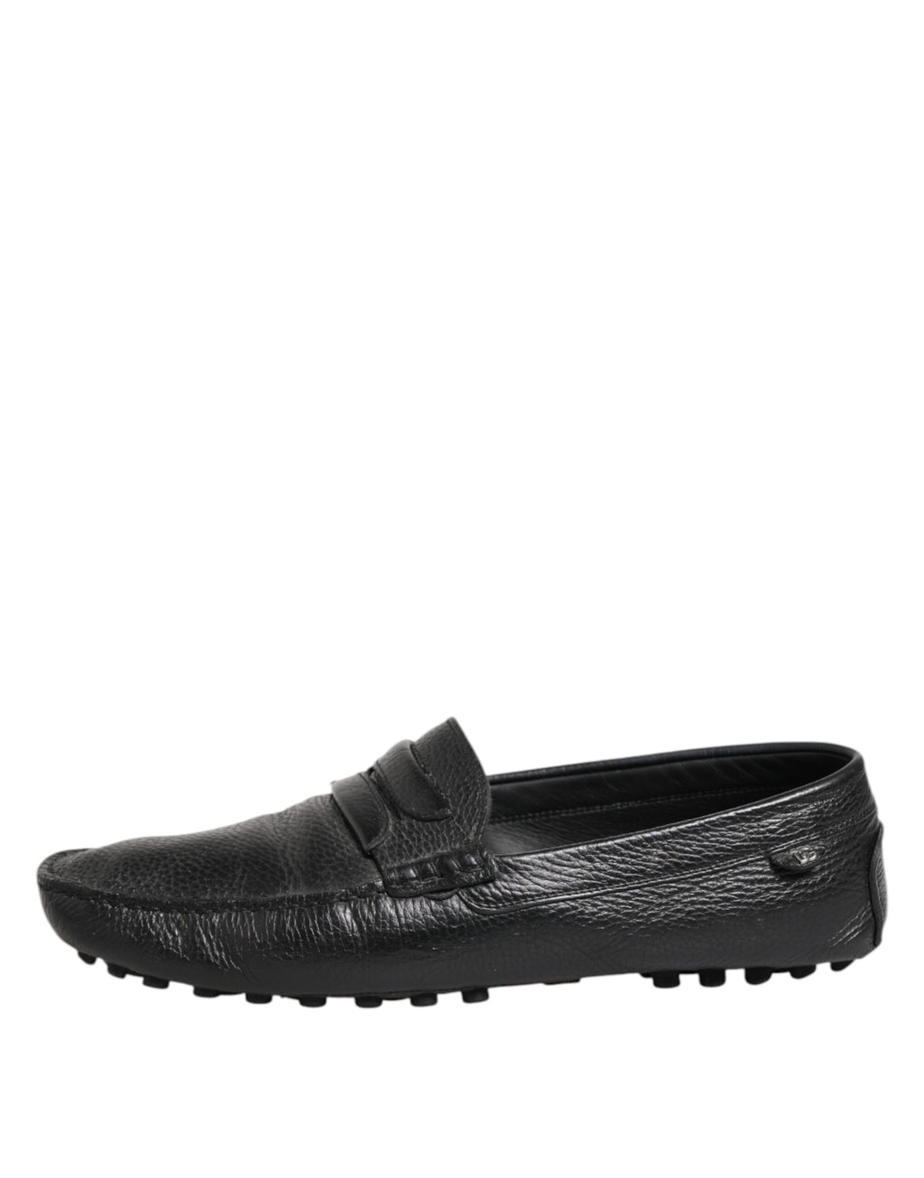Dolce & Gabbana Schwarzes Leder Slip On Mokassin Loafer Schuhe