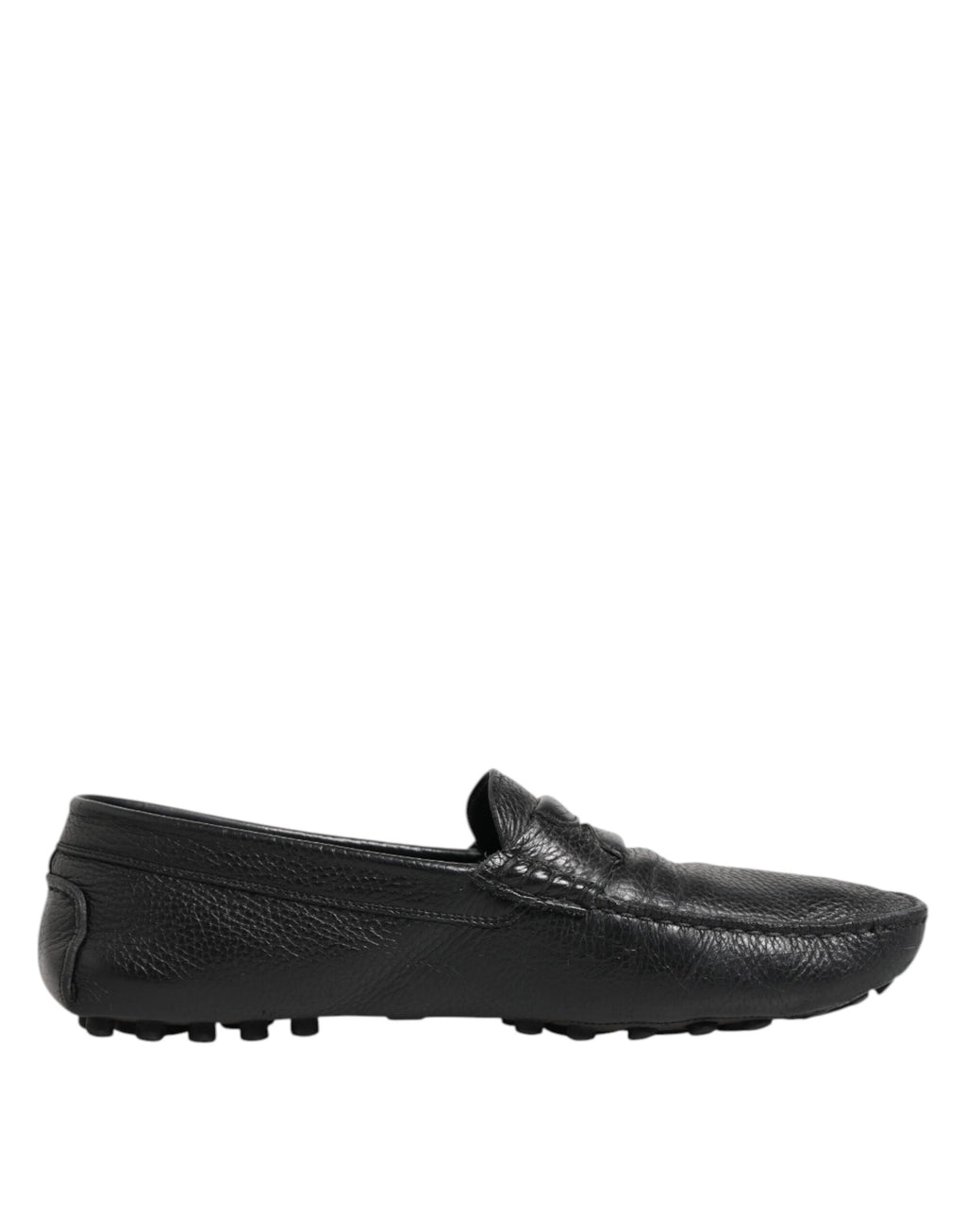 Dolce & Gabbana Schwarzes Leder Slip On Mokassin Loafer Schuhe