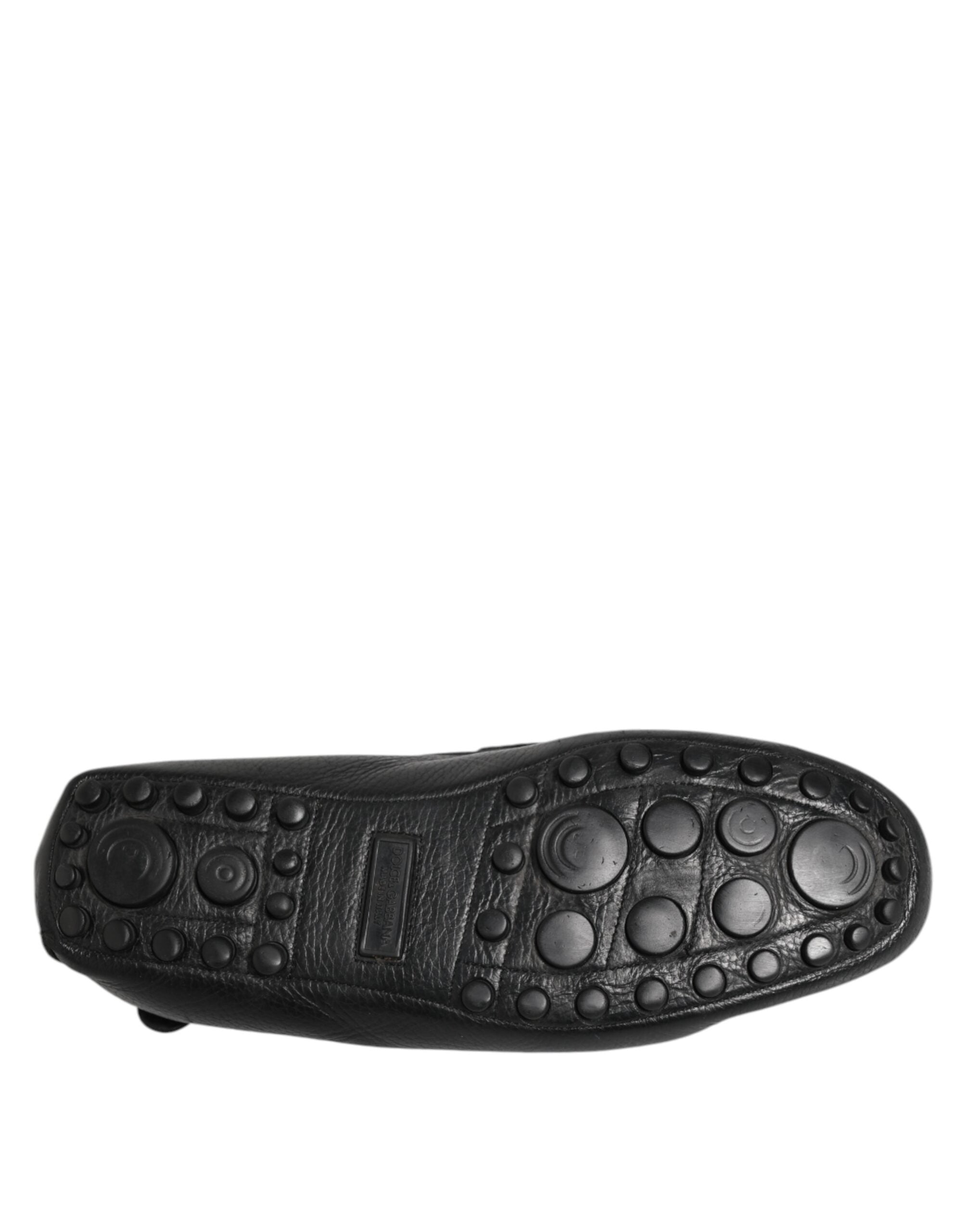 Dolce & Gabbana Schwarzes Leder Slip On Mokassin Loafer Schuhe