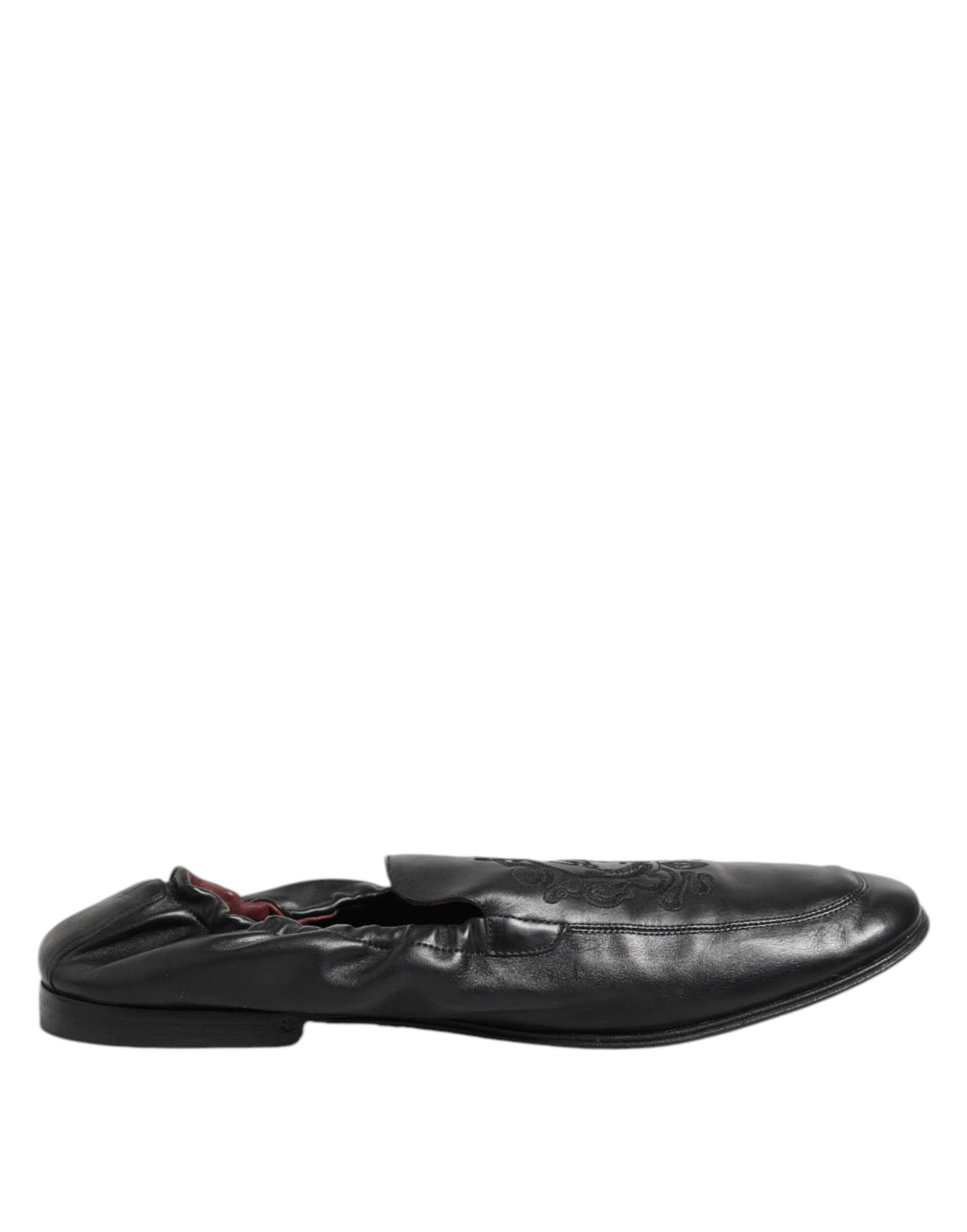 Dolce & Gabbana Schwarzes Leder Slip On Männer flache Loafers Schuhe