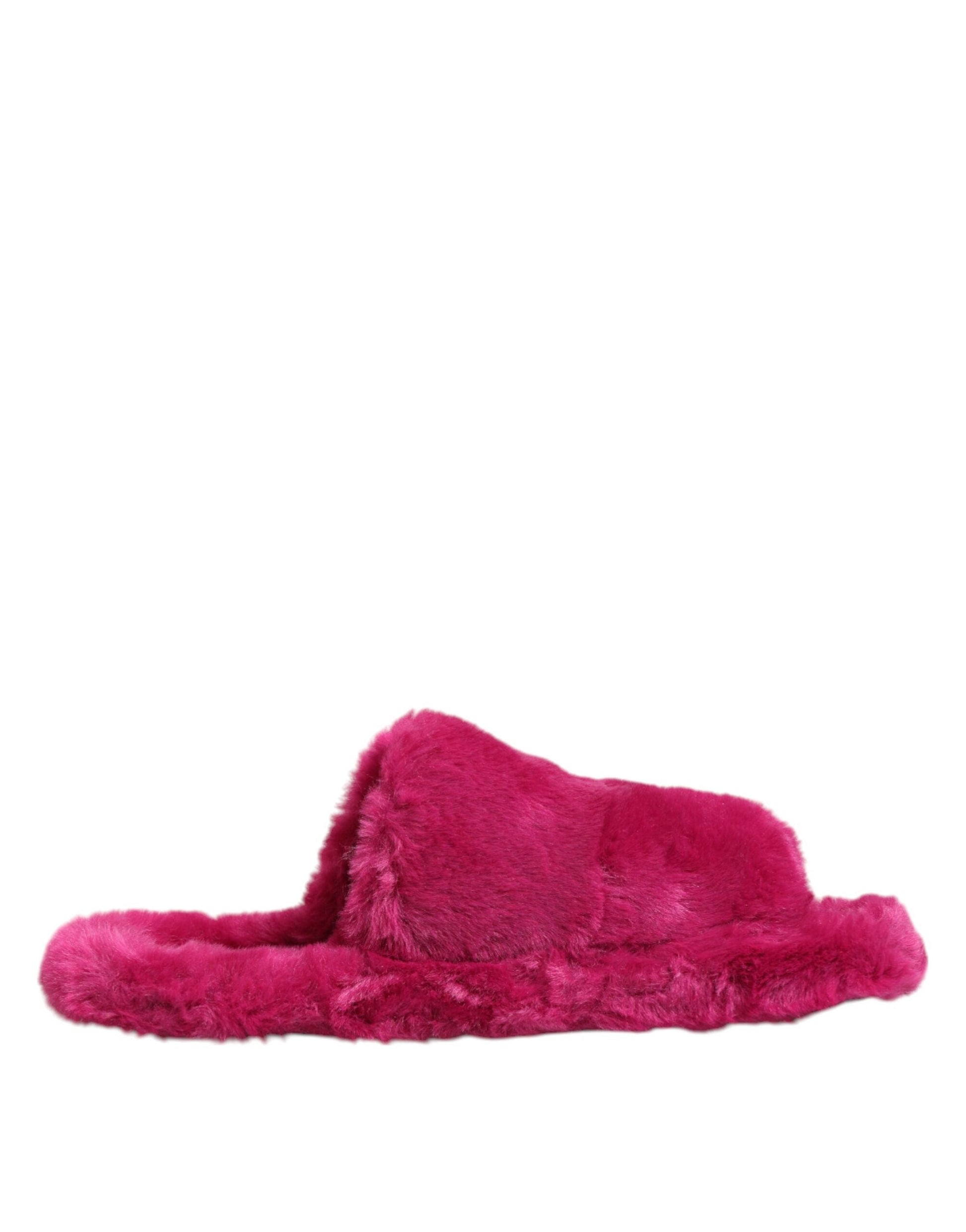 Dolce & Gabbana Rosa Acryl Kunstfell Herren Flats Sandalen Schuhe