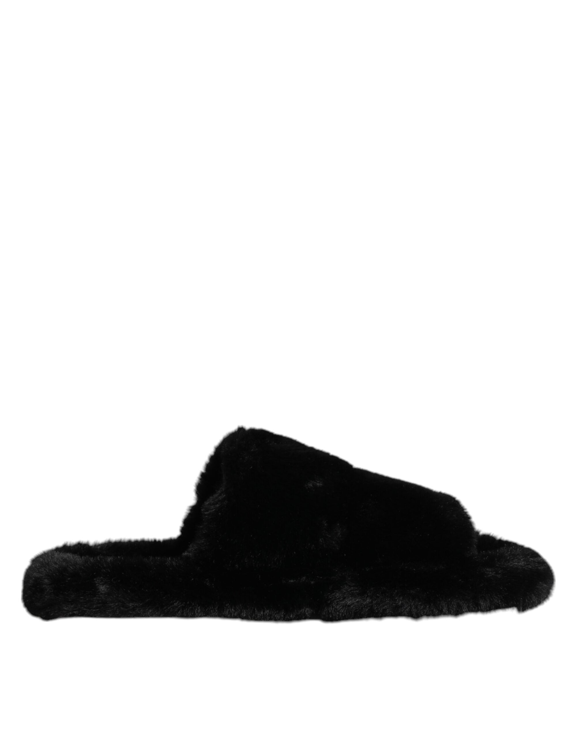 Dolce & Gabbana Schwarz Kunstfell Flats Männer Sandalen Schuhe
