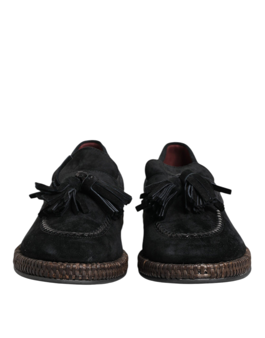Dolce & Gabbana Schwarz Wildleder Quaste verschönert Loafers Schuhe
