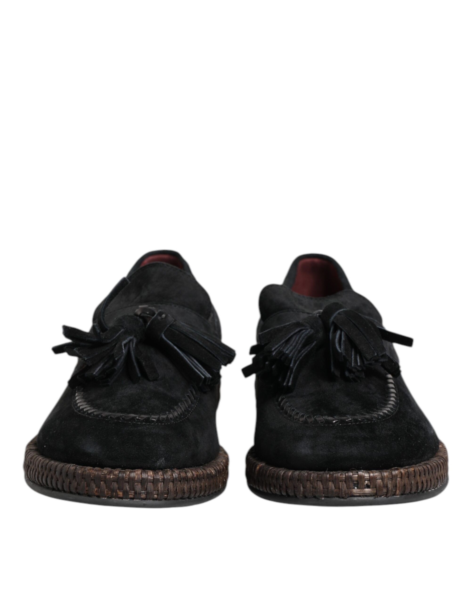 Dolce & Gabbana Schwarz Wildleder Quaste verschönert Loafers Schuhe