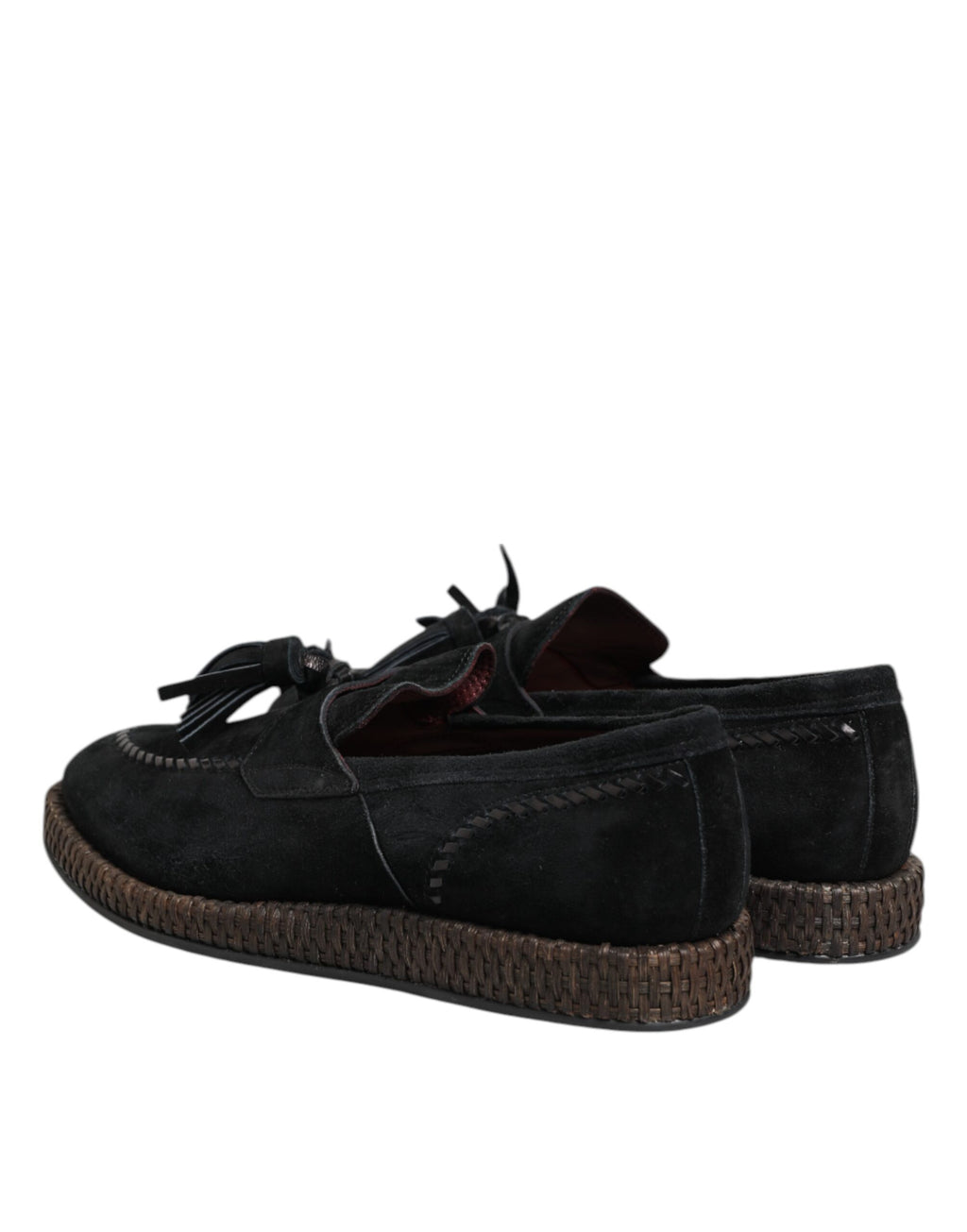 Dolce & Gabbana Schwarz Wildleder Quaste verschönert Loafers Schuhe
