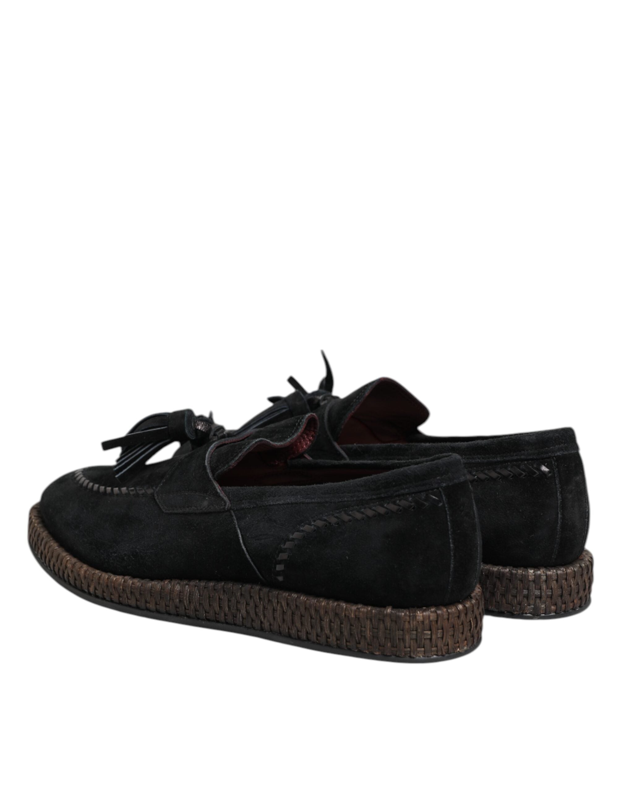 Dolce & Gabbana Schwarz Wildleder Quaste verschönert Loafers Schuhe
