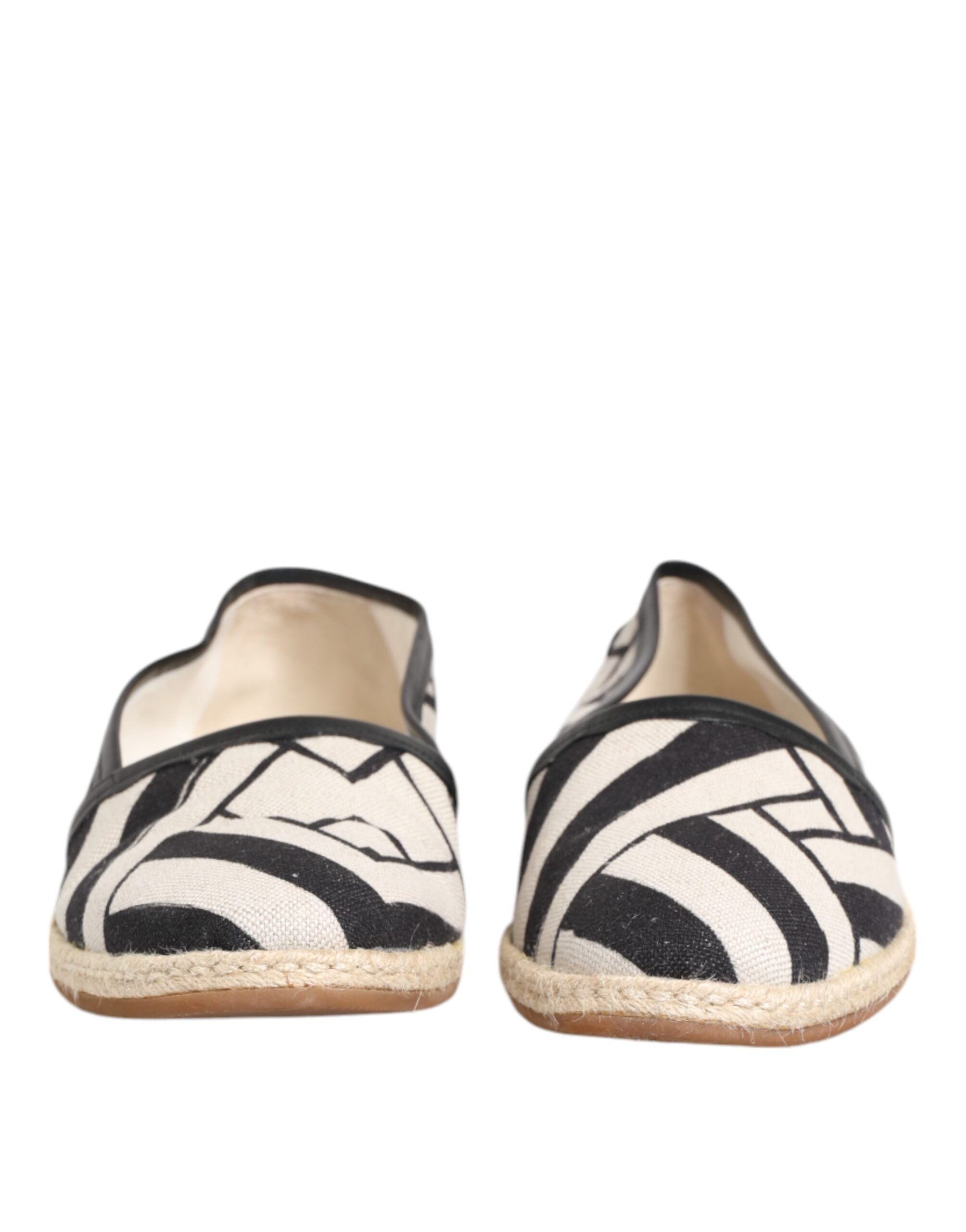 Dolce & Gabbana Schwarz Weiß Streifen Flache Espadrille Schuhe