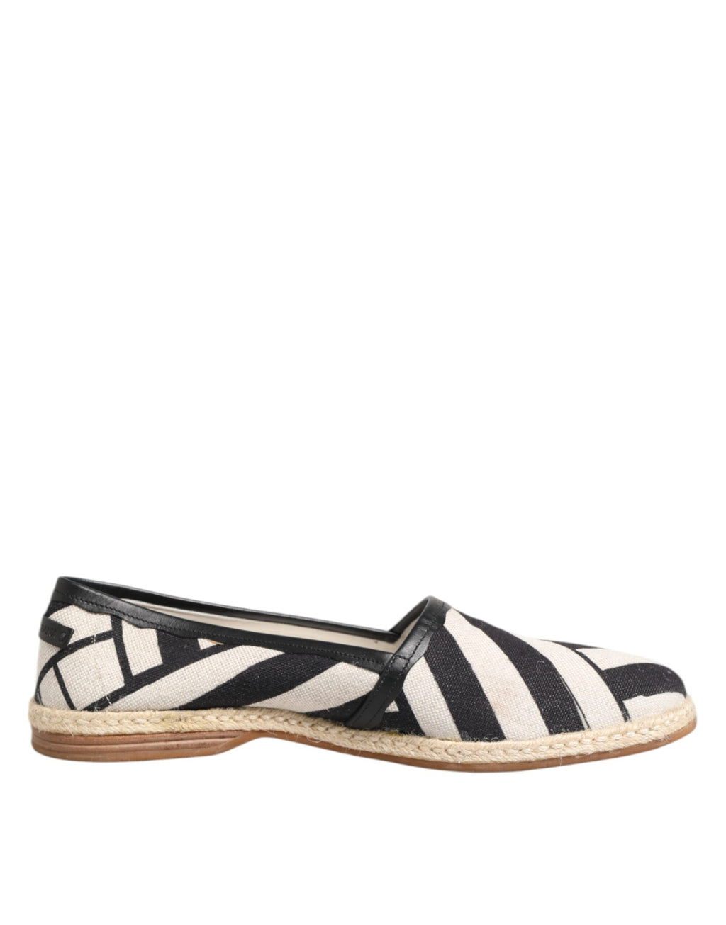 Dolce & Gabbana Schwarz Weiß Streifen Flache Espadrille Schuhe