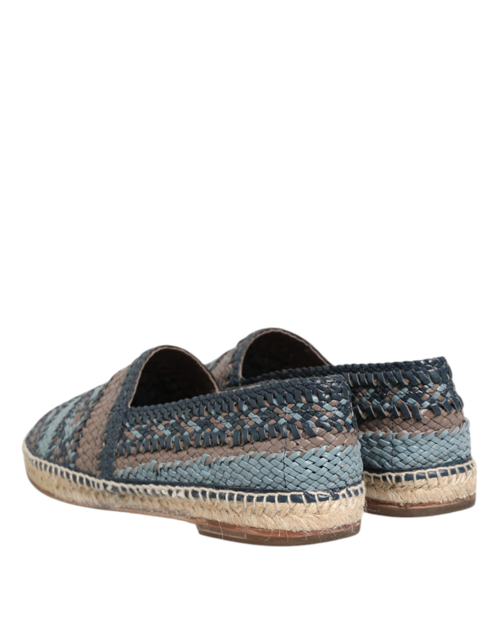 Dolce & Gabbana Blauwgrijs Gevlochten Leren Buffalo Espadrille Schoenen