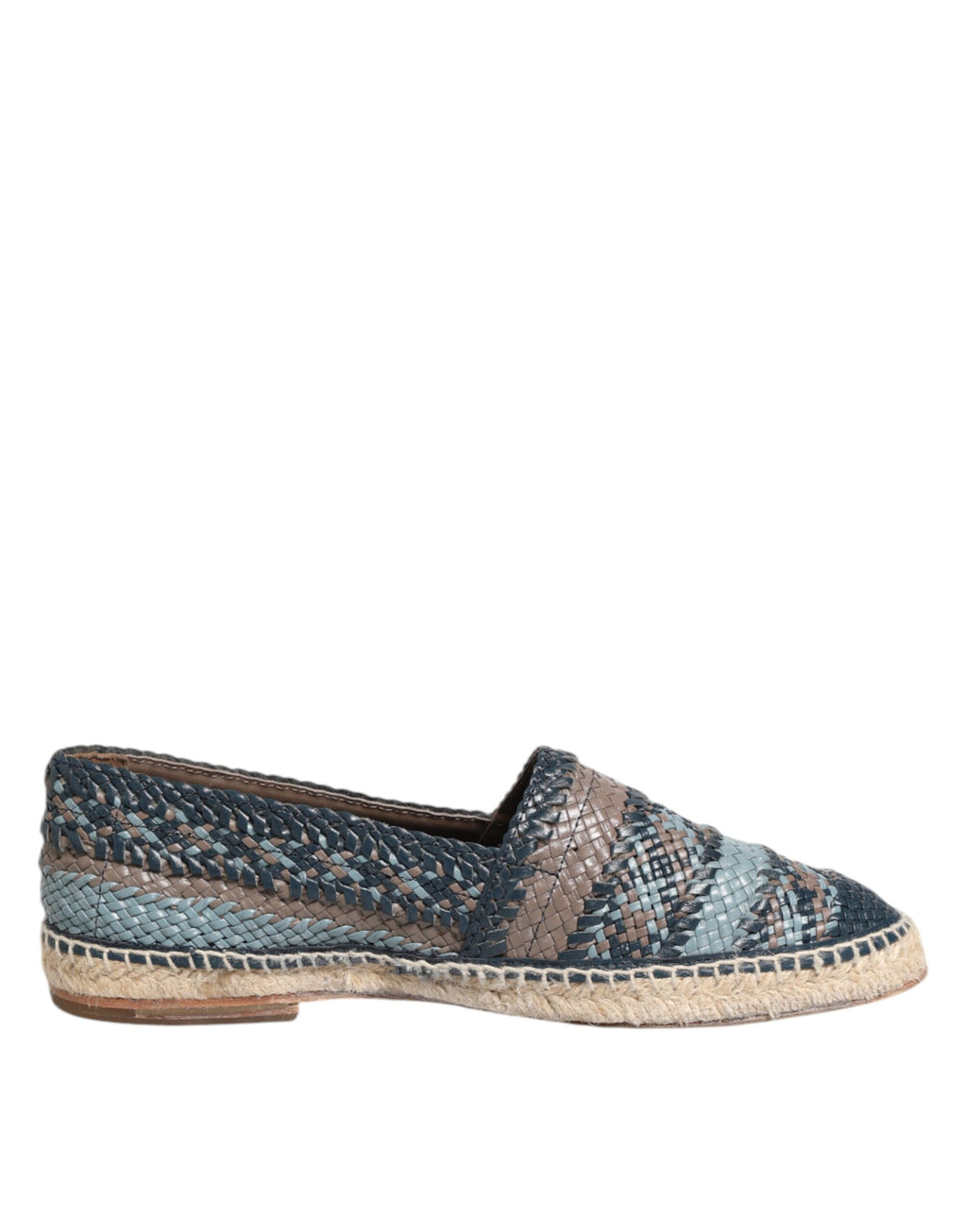 Dolce & Gabbana Blauwgrijs Gevlochten Leren Buffalo Espadrille Schoenen