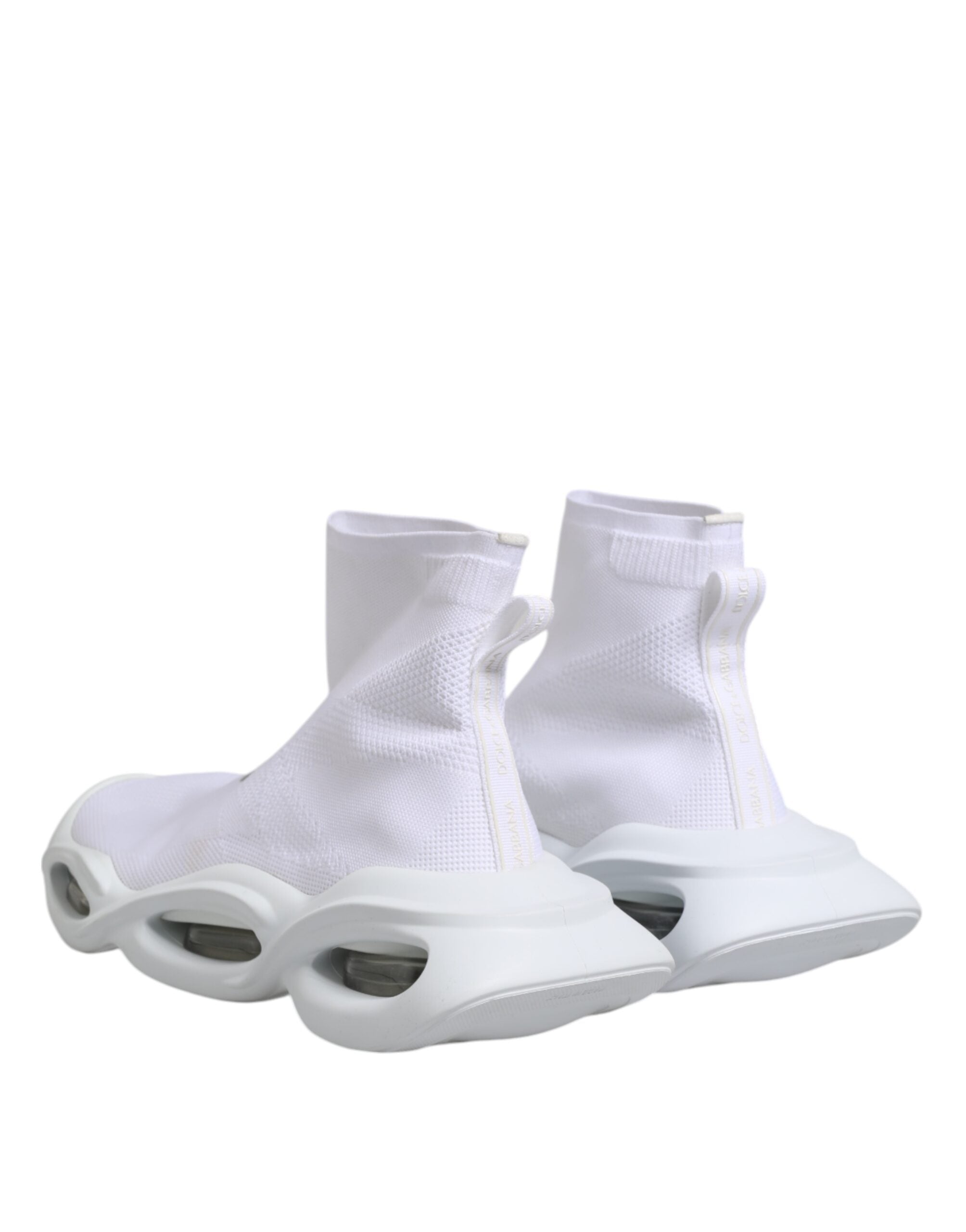 Dolce & Gabbana Weiß Silber Slip On Wave Socken Turnschuhe Schuhe