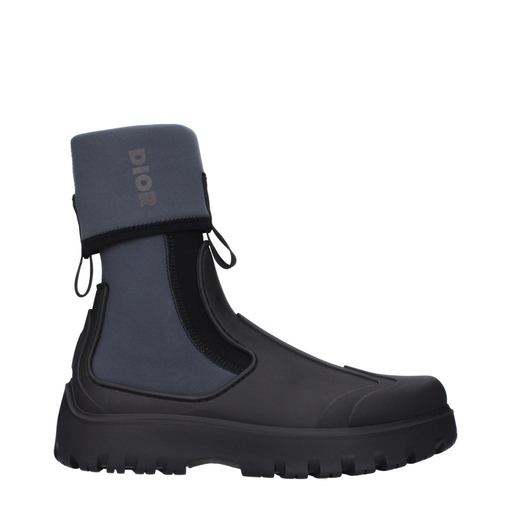 Christian Dior Schwarze Baumwollstiefeletten