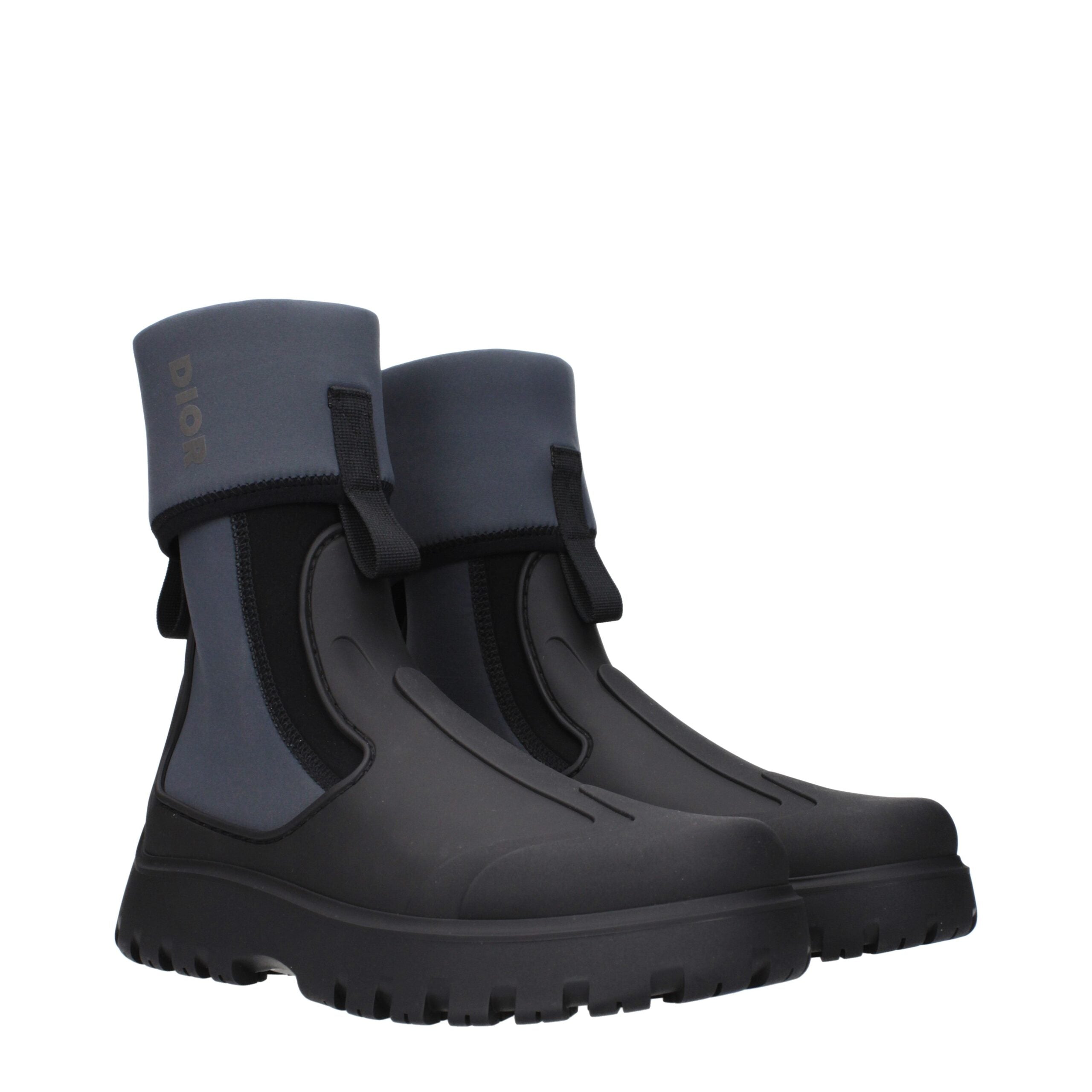 Christian Dior Schwarze Baumwollstiefeletten
