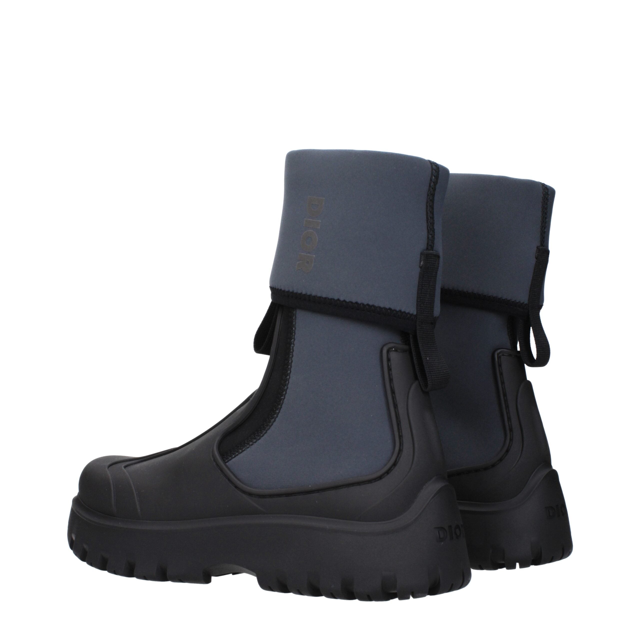 Christian Dior Schwarze Baumwollstiefeletten