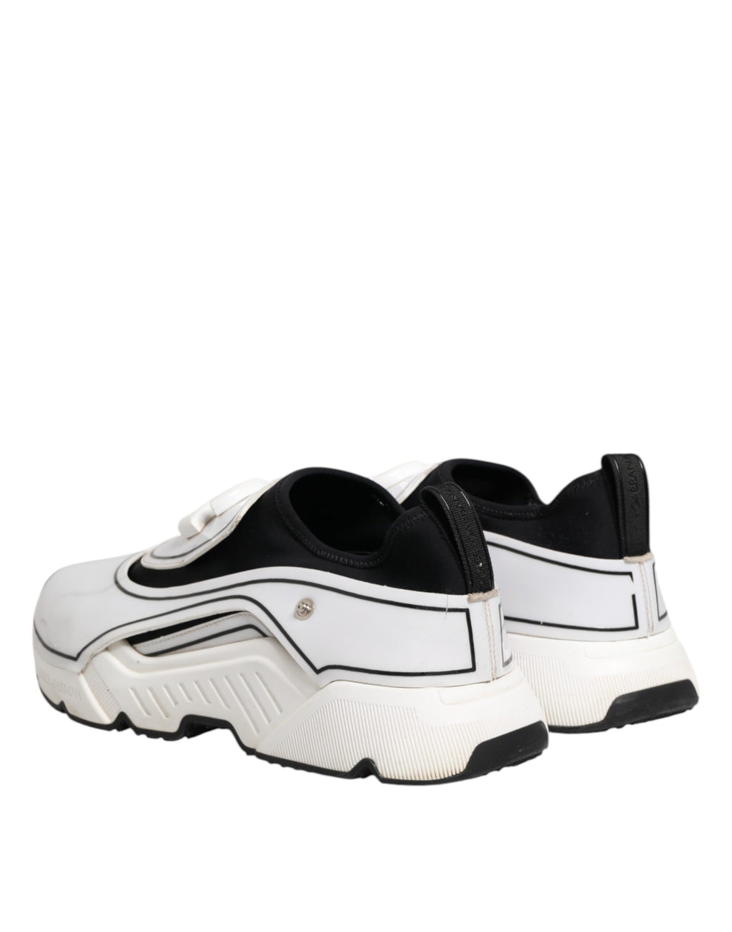 Dolce & Gabbana Weiß Schwarz Logo Plaque Daymaster Männer Turnschuhe Schuhe