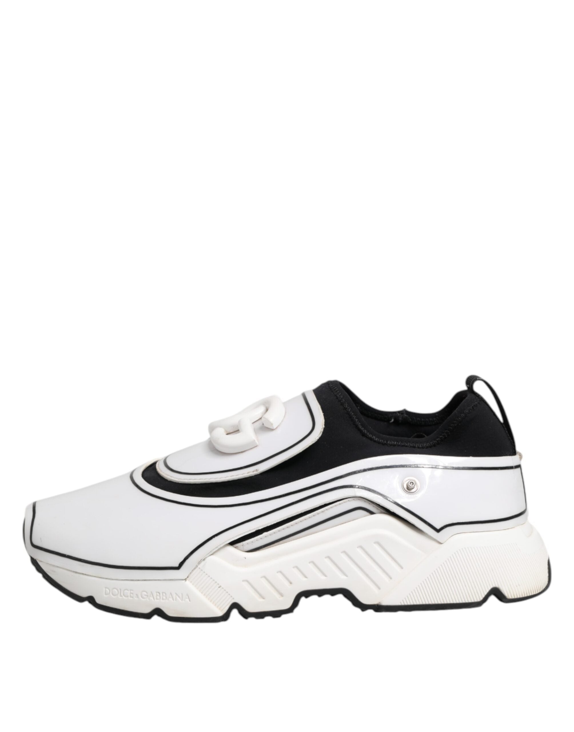 Dolce & Gabbana Weiß Schwarz Logo Plaque Daymaster Männer Turnschuhe Schuhe
