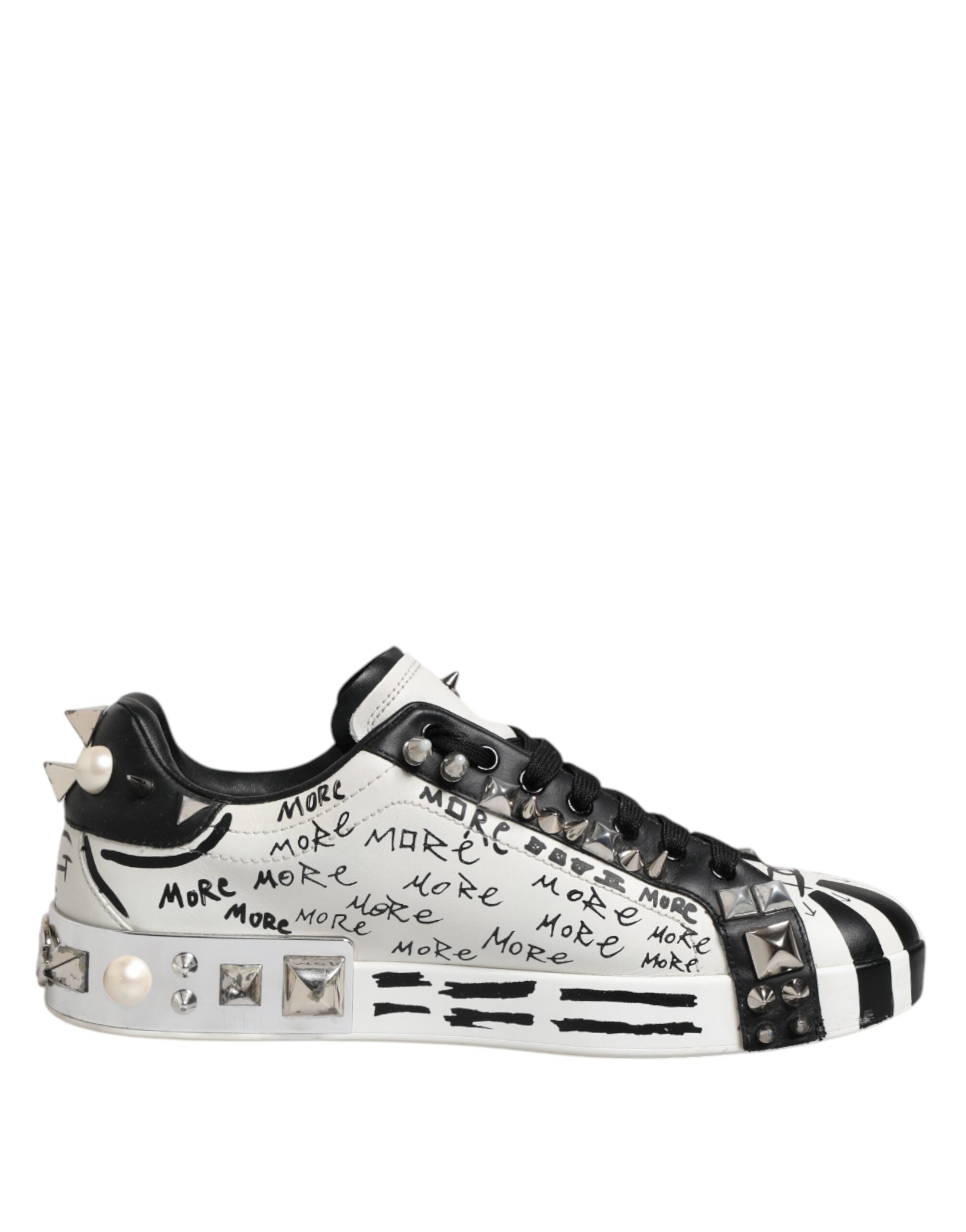 Dolce & Gabbana Schwarz Weiß Nieten Low Top Sneakers Schuhe