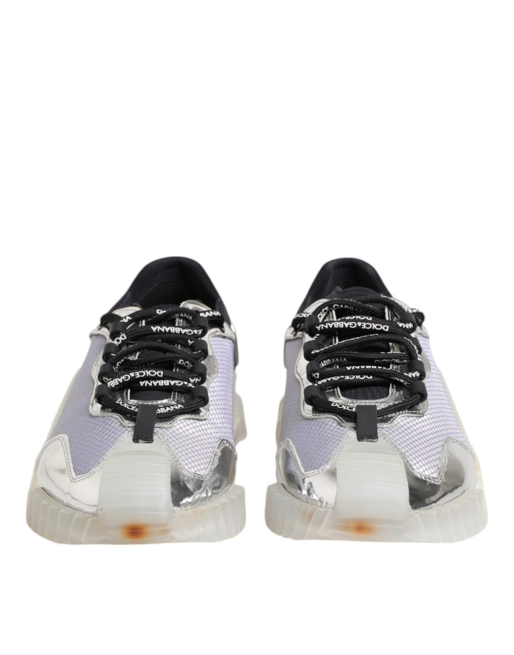 Dolce & Gabbana Silber Schwarz Nylon NS1 Low Top Turnschuhe Schuhe