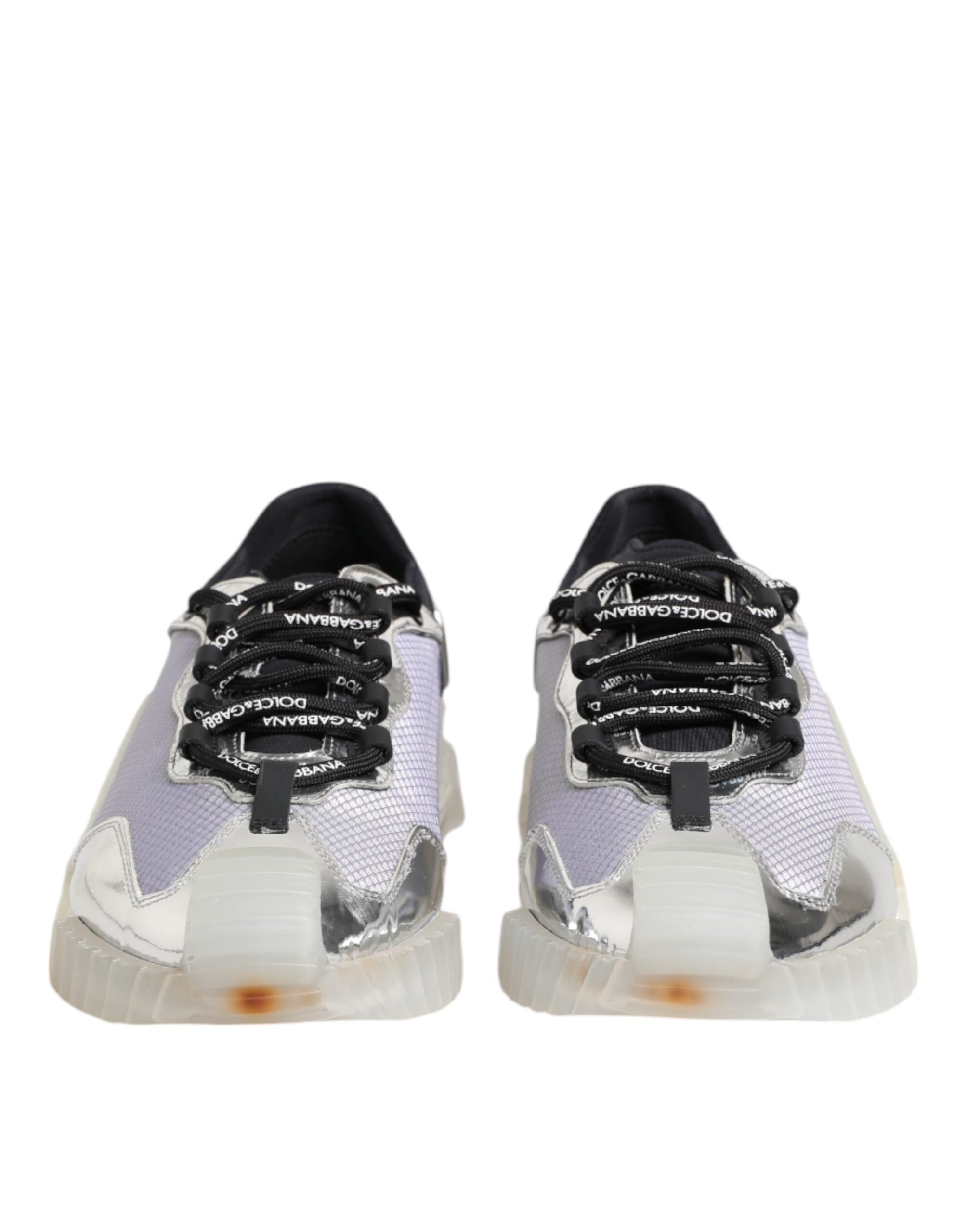 Dolce & Gabbana Silber Schwarz Nylon NS1 Low Top Turnschuhe Schuhe