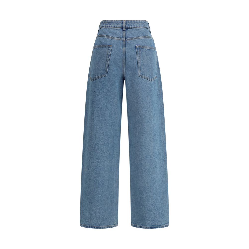 Rohe Entspannte Jeans aus blauem Baumwoll-Denim