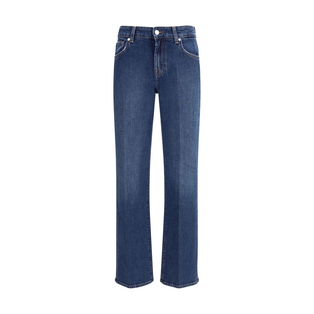 7FOR Gerade geschnittene Jeans aus blauem Baumwoll-Denim
