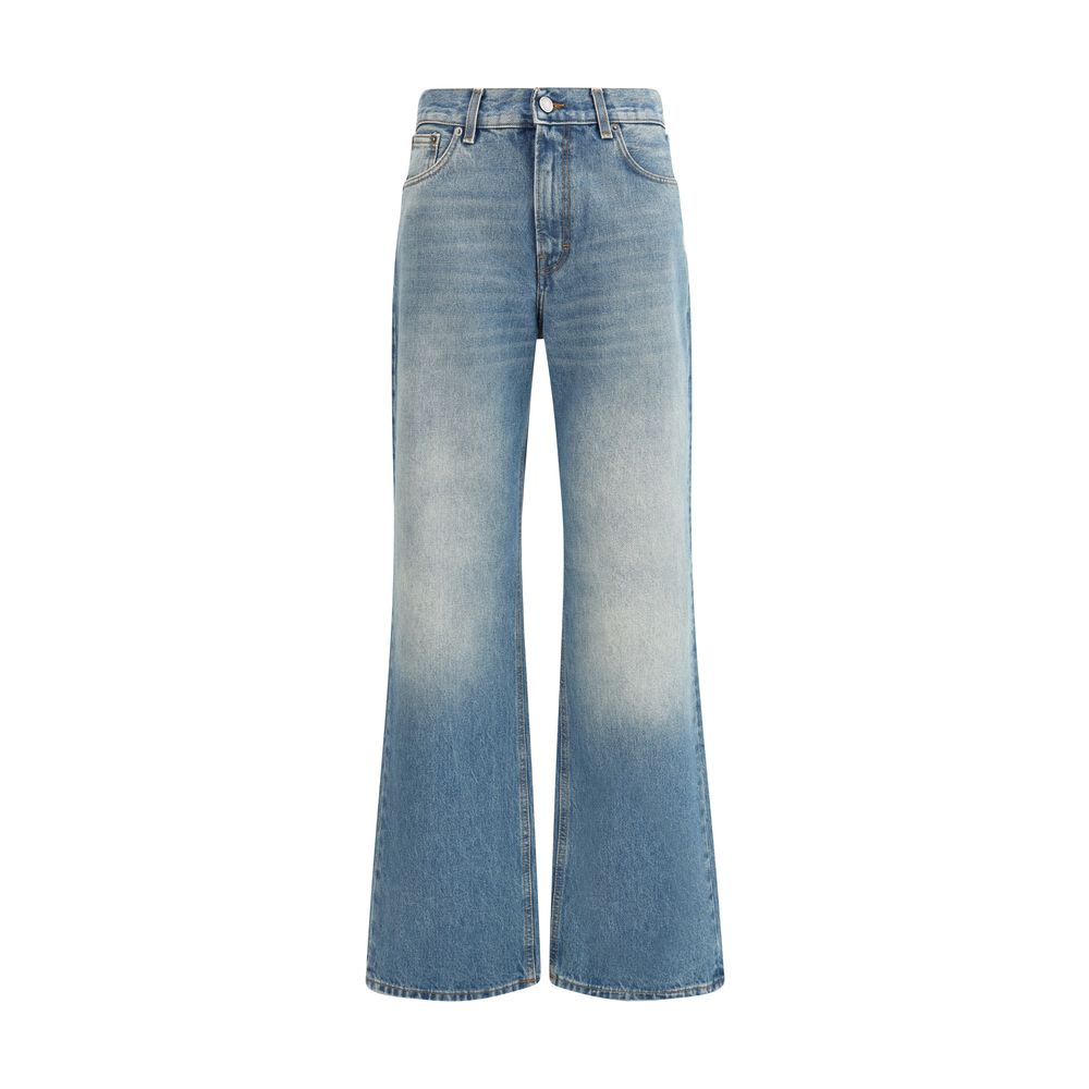 Haikure Hellblaue Baumwoll-Jeans mit ausgestelltem Bein
