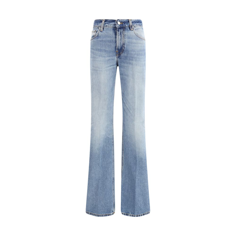 Haikure Hellblaue Baumwoll-Jeans mit ausgestelltem Bein