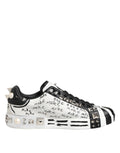 Dolce & Gabbana Black White Studded Low Top Sneakers Shoes