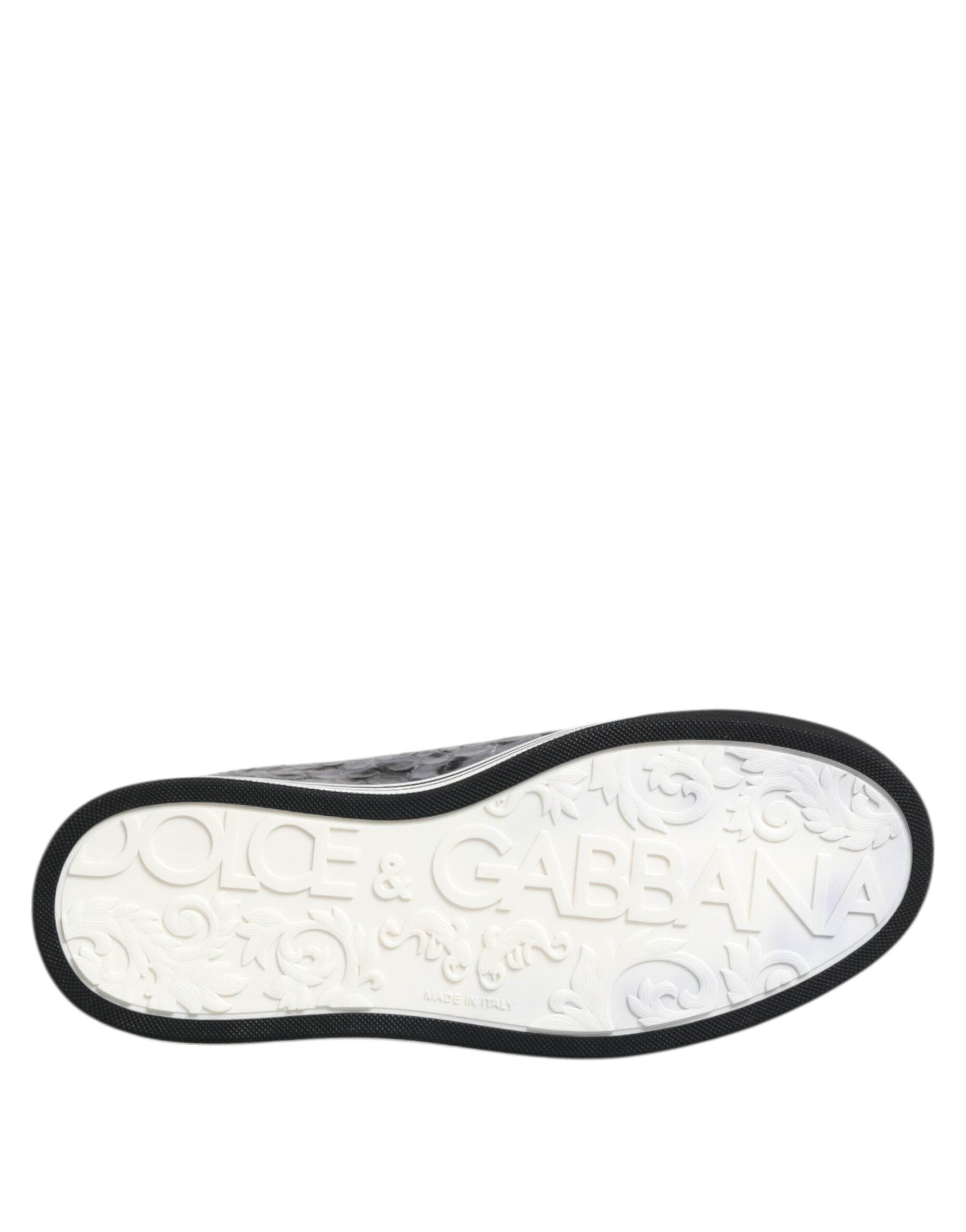 Dolce & Gabbana Graue Leder Leopard Low Top Sneakers Schuhe