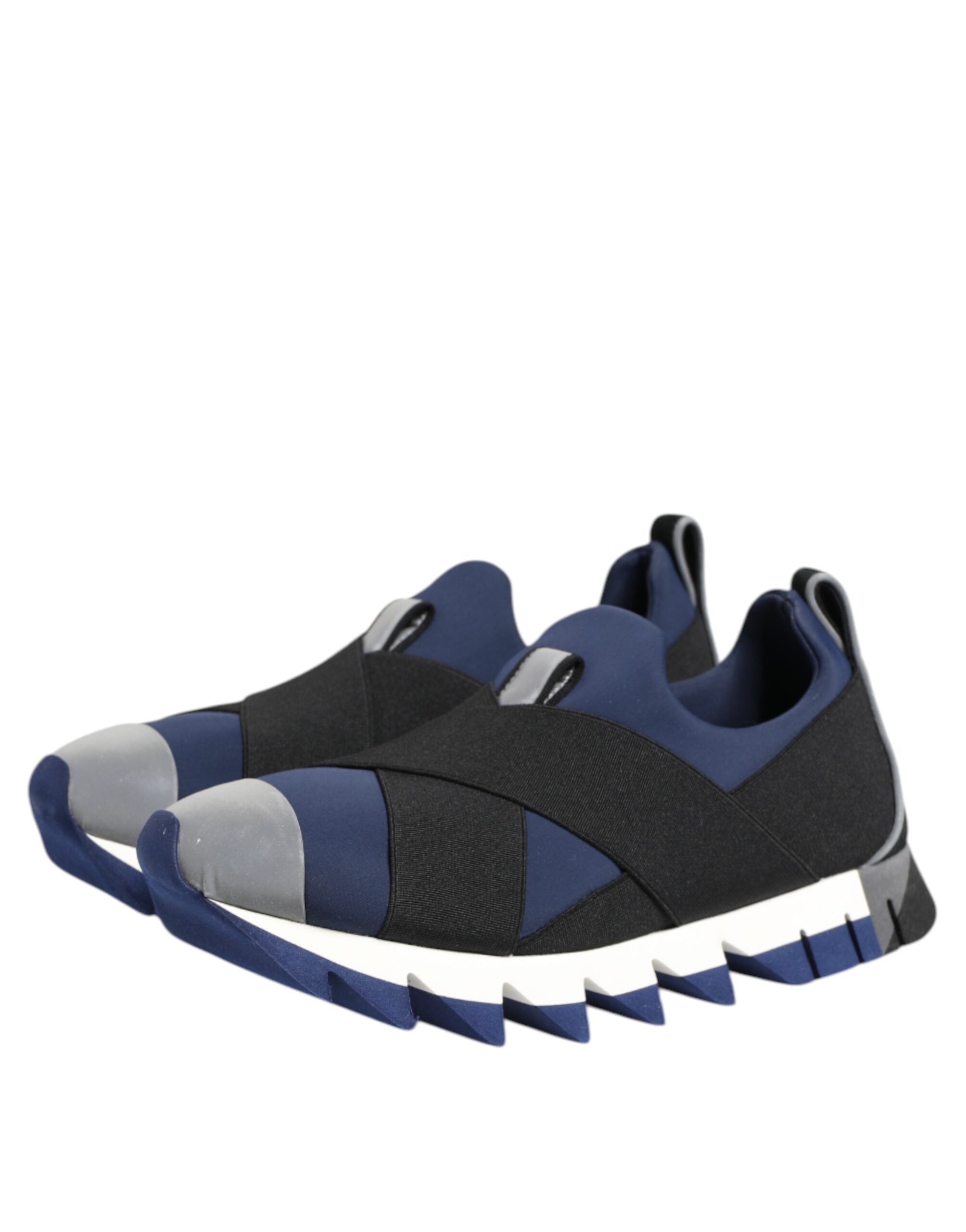 Dolce & Gabbana Blau Schwarz Slip On Low Top Männer Turnschuhe Schuhe