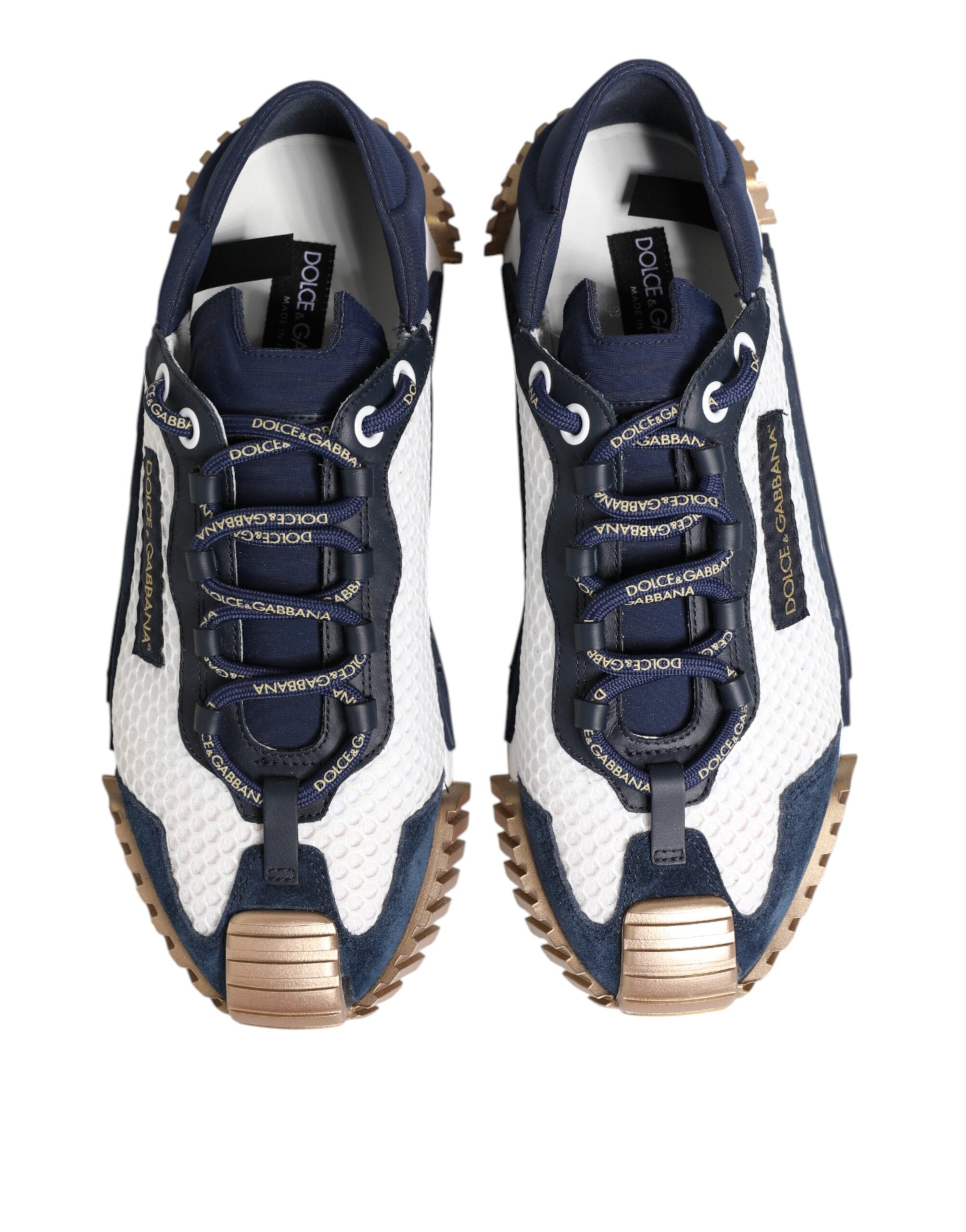 Dolce & Gabbana Blau Weiß Low Top NS1 Männer Turnschuhe Schuhe