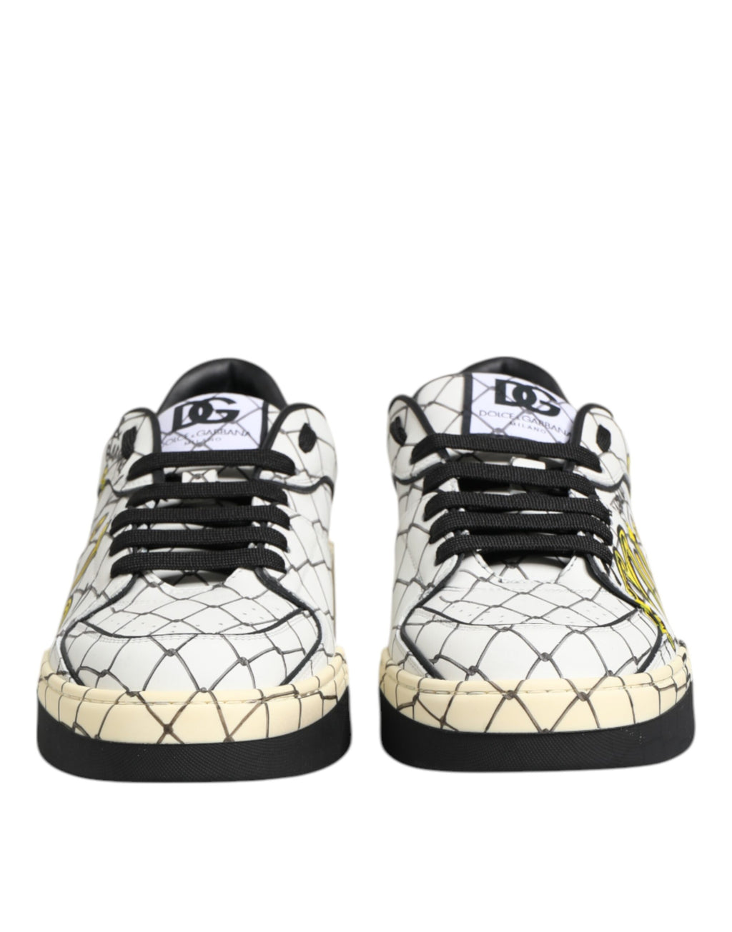 Dolce & Gabbana Weiß Logo Print Low Top Männer Turnschuhe Schuhe