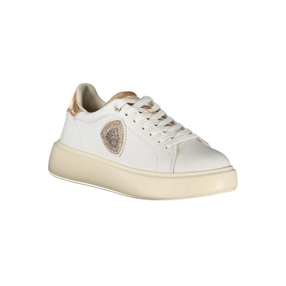 Blauer Weißes Leder Damen Sneaker