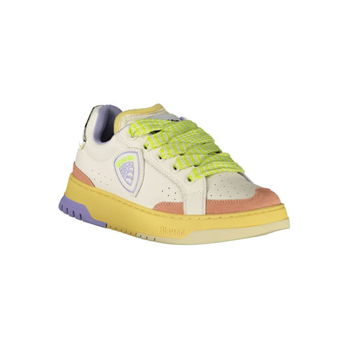 Blauer Weißes Leder Damen Sneaker