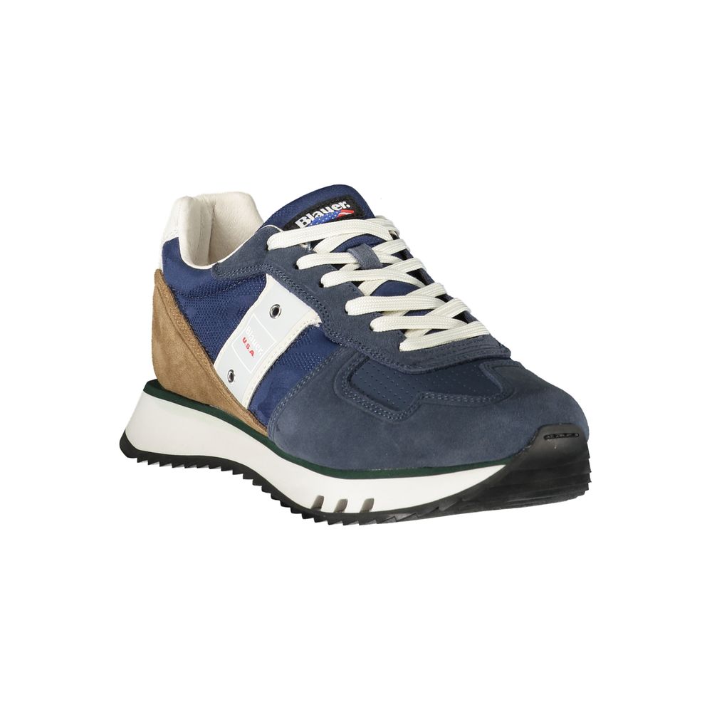 Blauer Blaue Leder Herren Sneaker