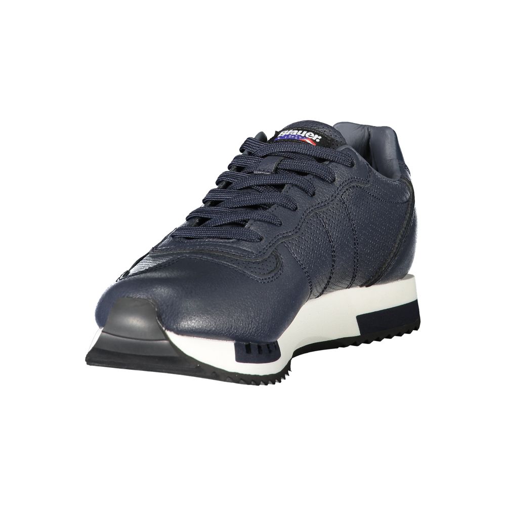 Blauer Blaue Leder Herren Sneaker