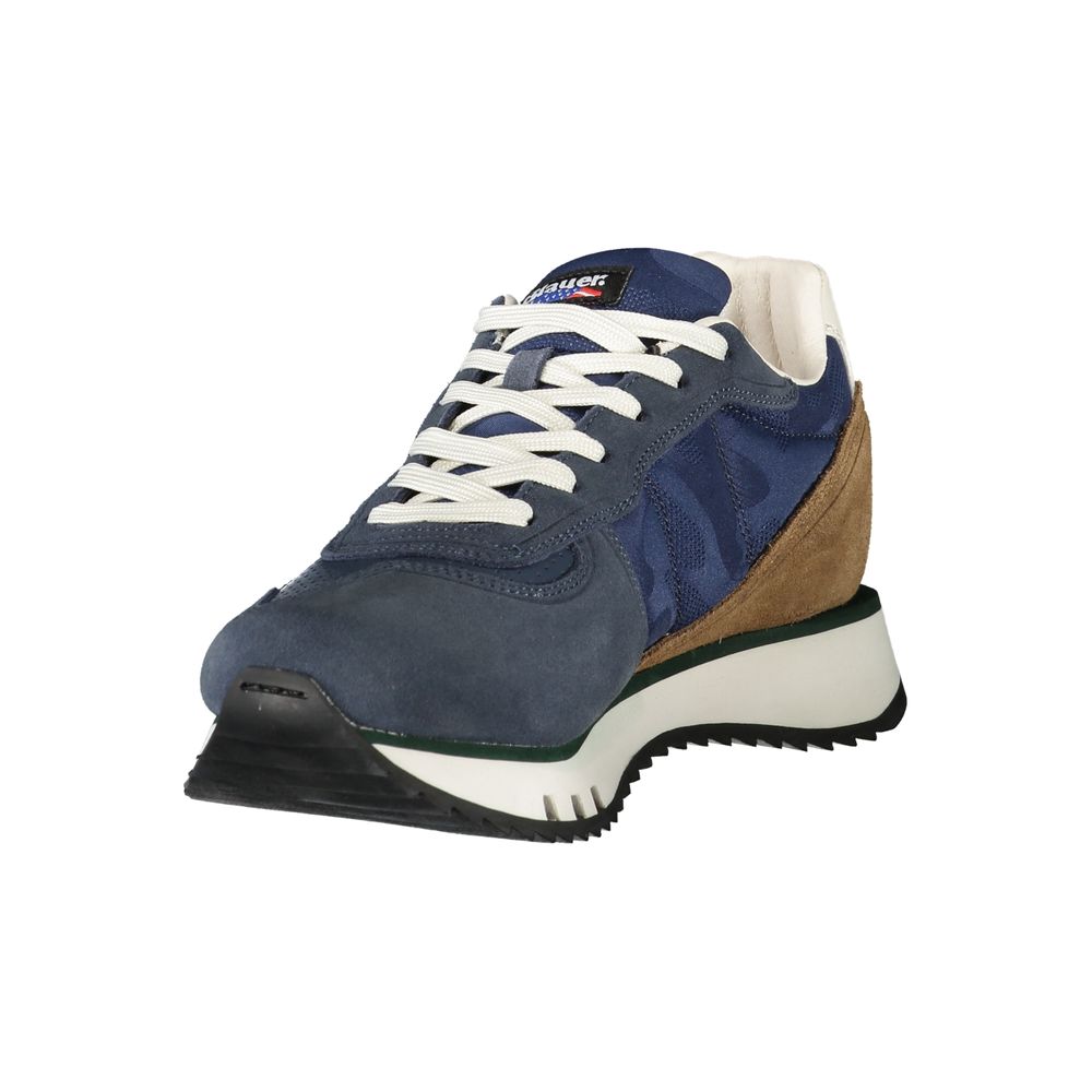 Blauer Blaue Leder Herren Sneaker