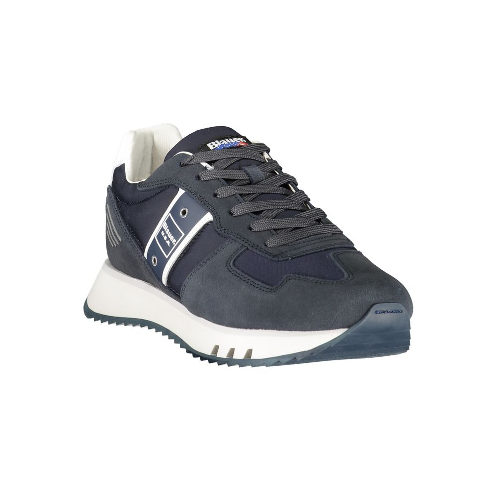 Blauer Blaue Leder Herren Sneaker