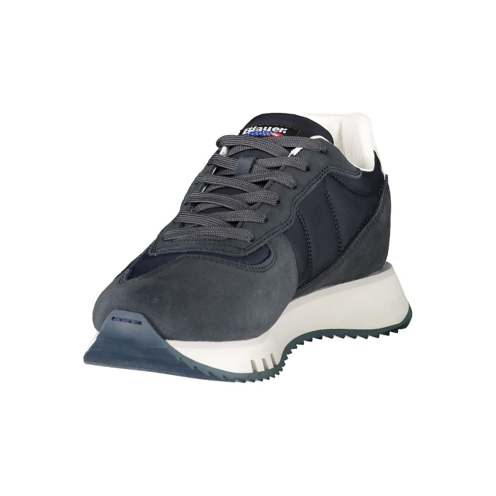 Blauer Blaue Leder Herren Sneaker