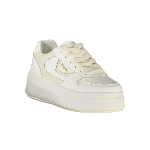 Blauer Weißes Leder Damen Sneaker