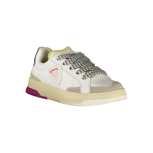 Blauer Weißes Leder Damen Sneaker